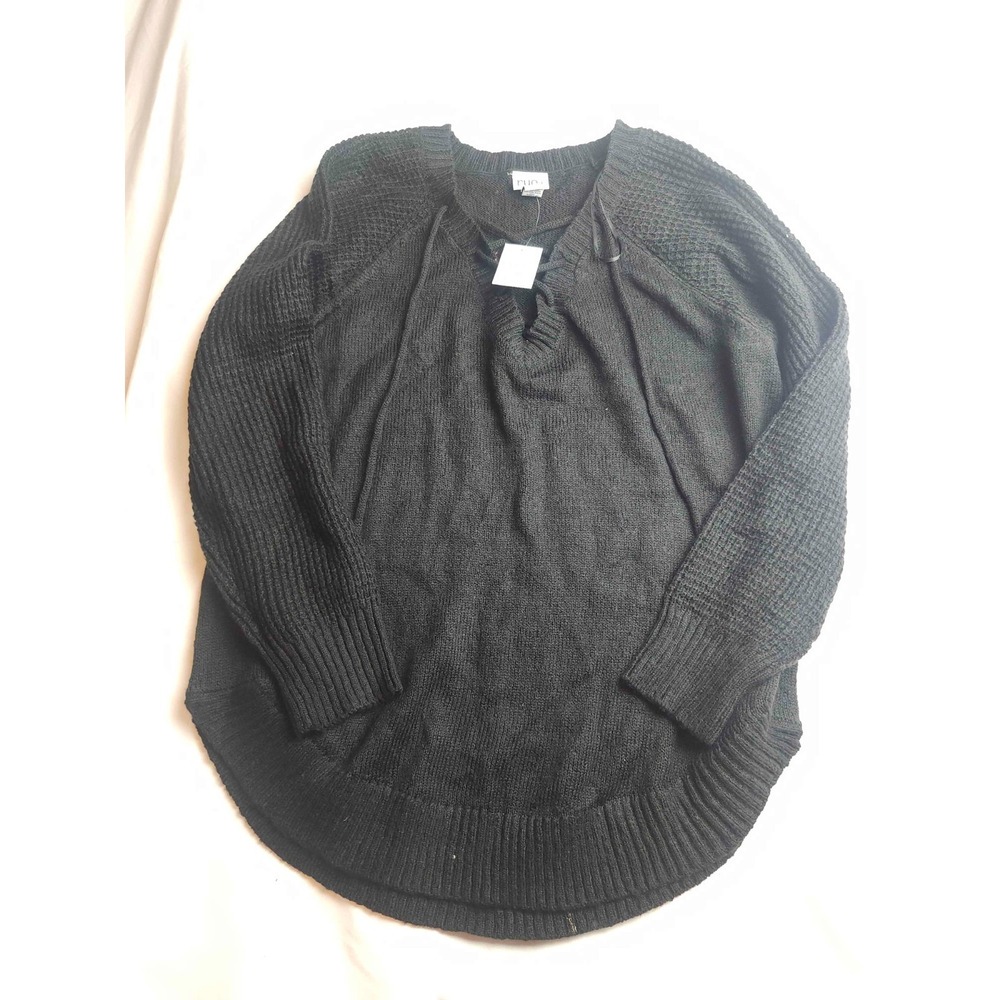 Rue+ Sweater Womens 2X Plus Black Grunge Hipster Minimalist Urban Utility Cozy